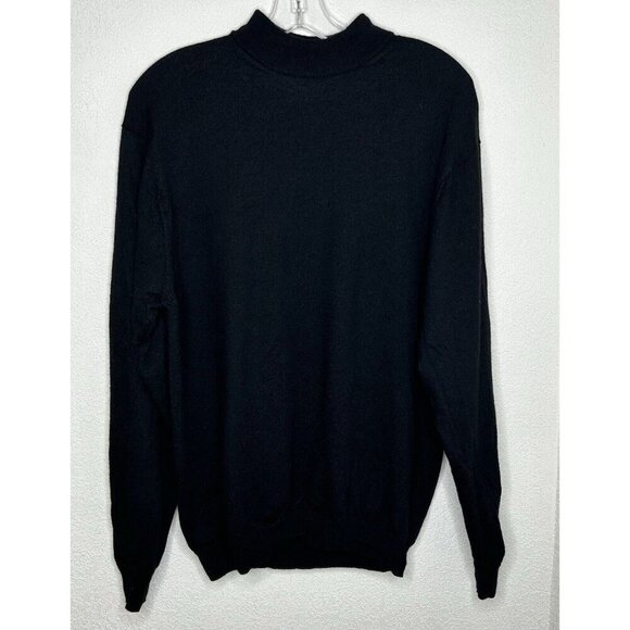 Pronto Uomo Unisex 100% Wool Sweater Large Black Turtleneck Quiet Luxury Classic - Picture 1 of 9